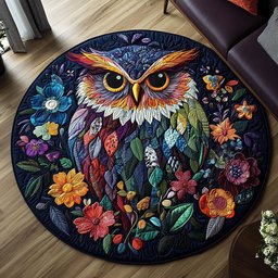Majestic Owls Quilted Round Mat NCU0PT5845