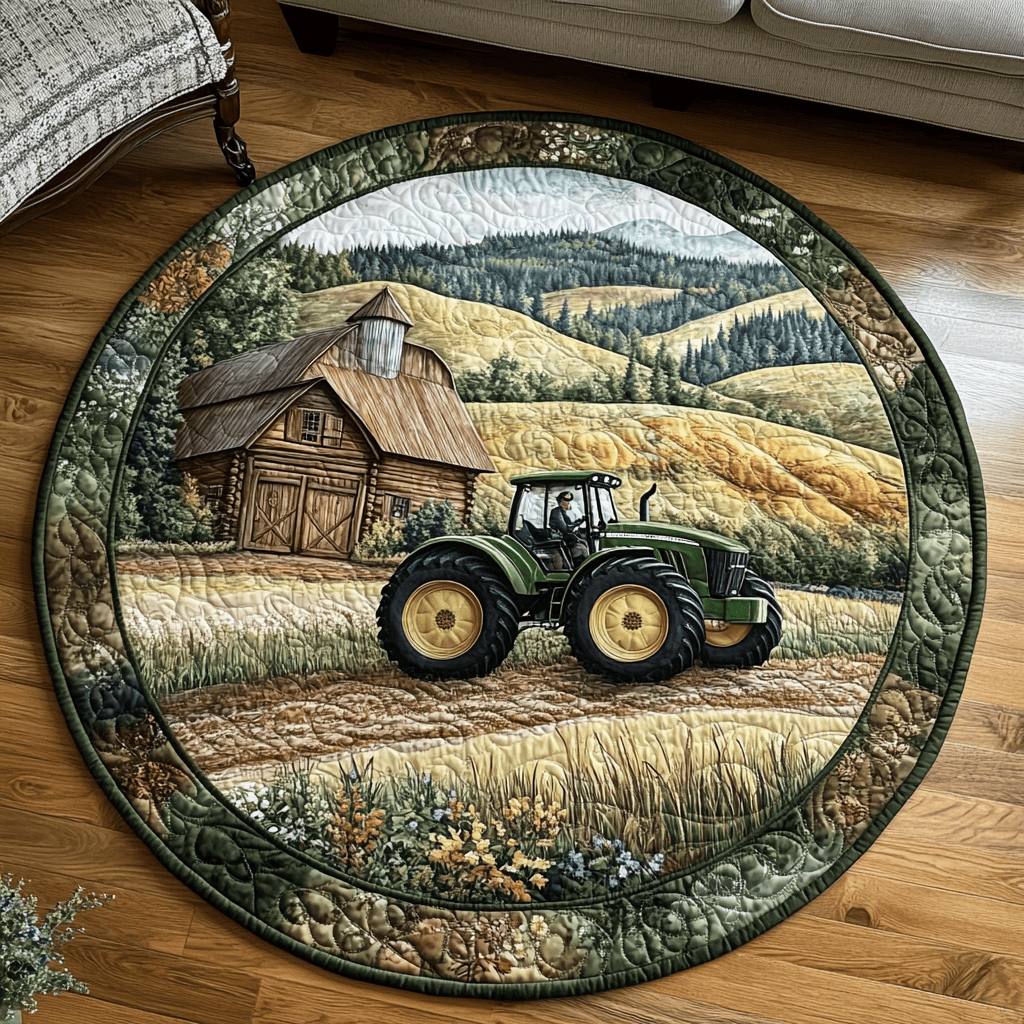 Fields of Green Quilted Round Mat NCU0DV4691