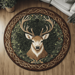 Majestic Stag Quilted Round Mat NCU0DK5566