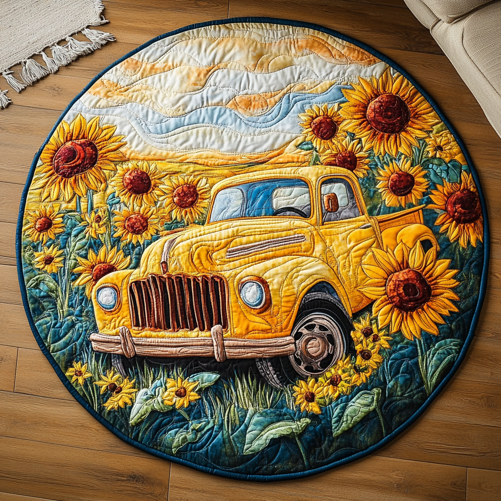 Sunshine Wheels Quilted Round Mat NCU0VH4283