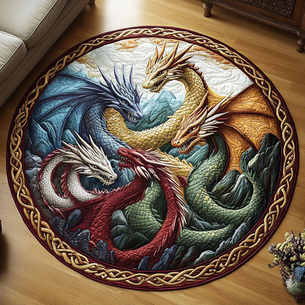 Celestial Dragon Quilted Round Mat NCU0PT5584