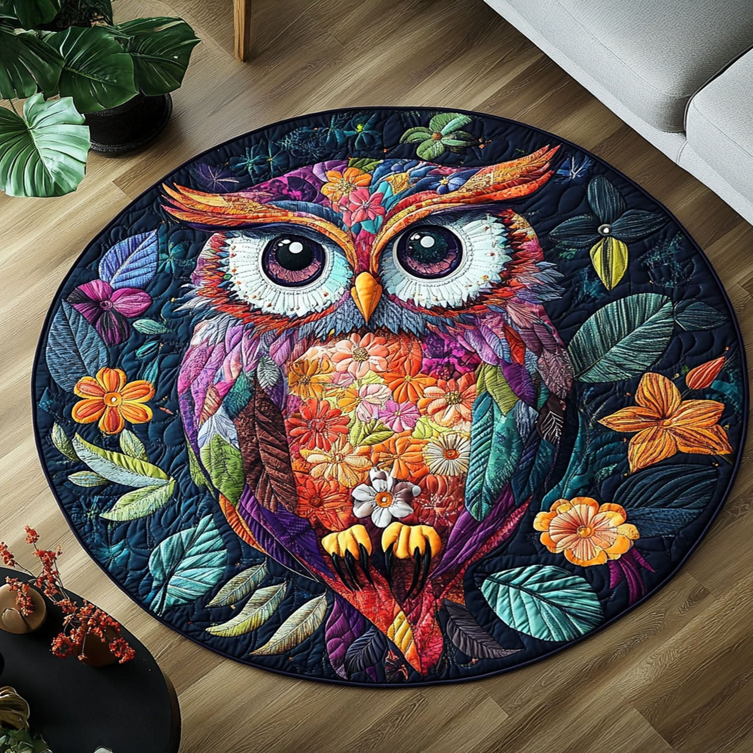 Feathers of Wisdom Quilted Round Mat NCU0PT5842