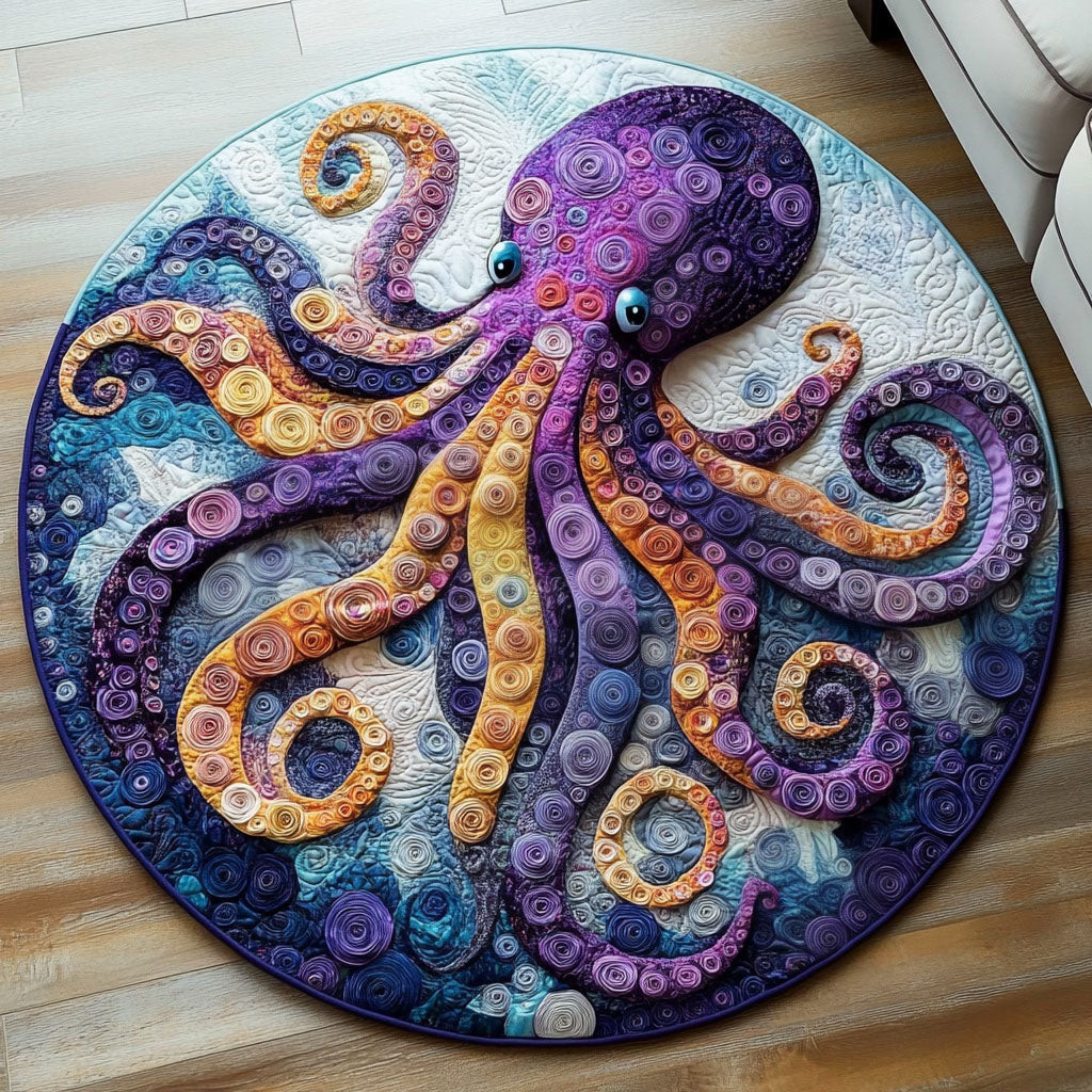 Vibrant Octopus Quilted Round Mat NCU0NT4838