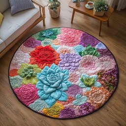 Succulent Sanctuary Quilted Round Mat NCU0PT4981