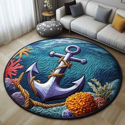 Sea Anchor Charm Quilted Round Mat NCU0PT5820