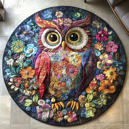 Owl Blossom Quilted Round Mat NCU0PT5848