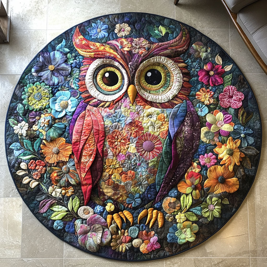 Owl Blossom Quilted Round Mat NCU0PT5848
