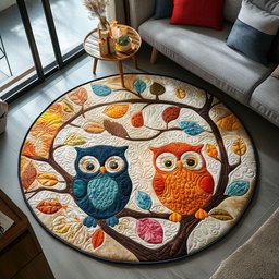 Dreamy Owls Quilted Round Mat NCU0PT5841