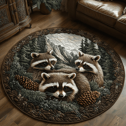 Mossy Hollow Raccoon Quilted Round Mat NCU0DV4101