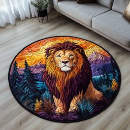 Lion at Dusk Quilted Round Mat NCU0PT5506