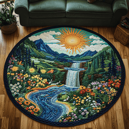 Whispering Waters Quilted Round Mat NCU0DK5453