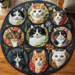 Whiskered Wonders Quilted Round Mat NCU0DV4225