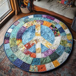 Peaceful Patchwork Quilted Round Mat NCU0PT4755