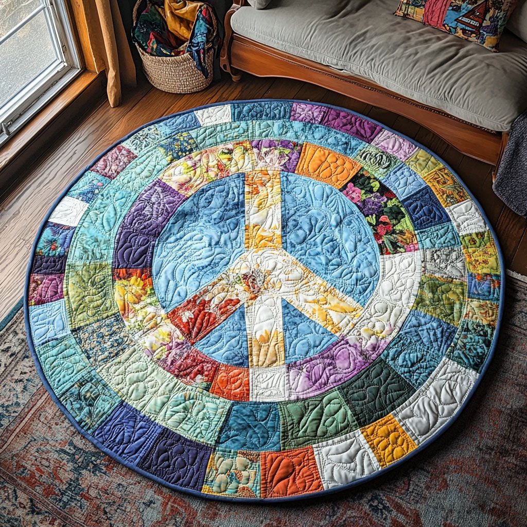 Peaceful Patchwork Quilted Round Mat NCU0PT4755