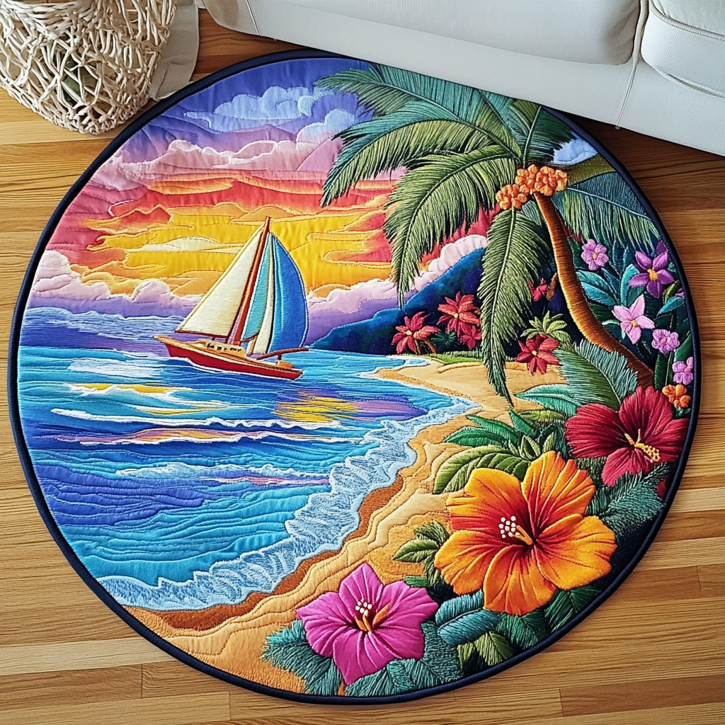 Sailing Sunset Quilted Round Mat NCU0NT5568