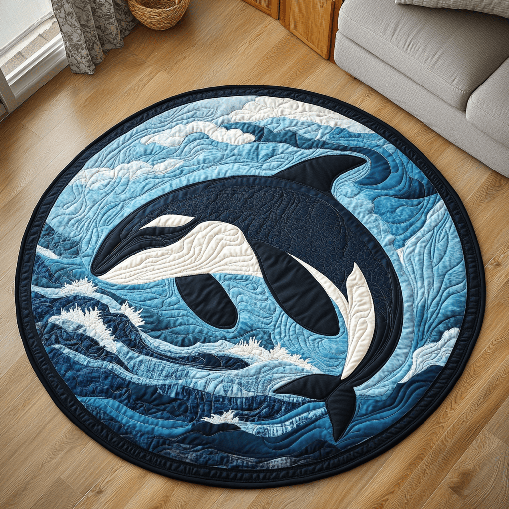 Cosmic Whale Quilted Round Mat NCU0VH4204