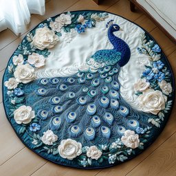Snowy Grace Quilted Round Mat NCU0NT4891