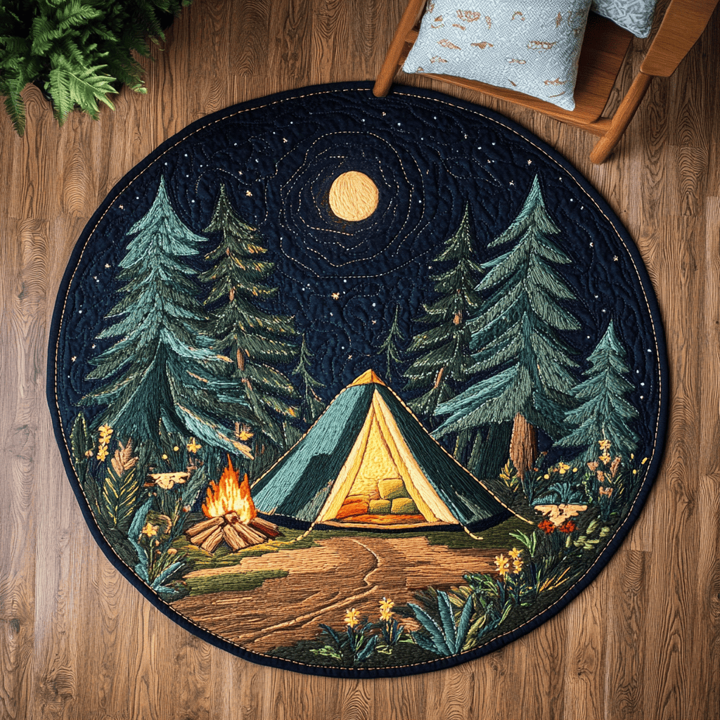 Campfire Nights Quilted Round Mat NCU0DK5657