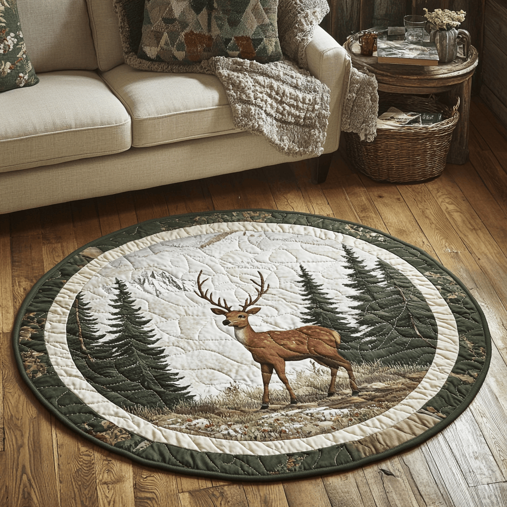 Starlit Stag Quilted Round Mat NCU0DK5718