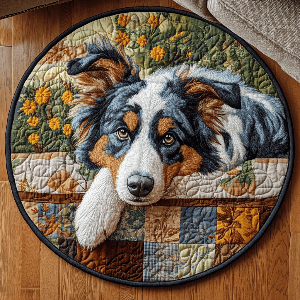 Blue Merle Dreams Quilted Round Mat NCU0DV4377