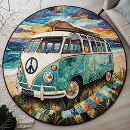 Hippie Van Bliss Quilted Round Mat NCU0PT4264