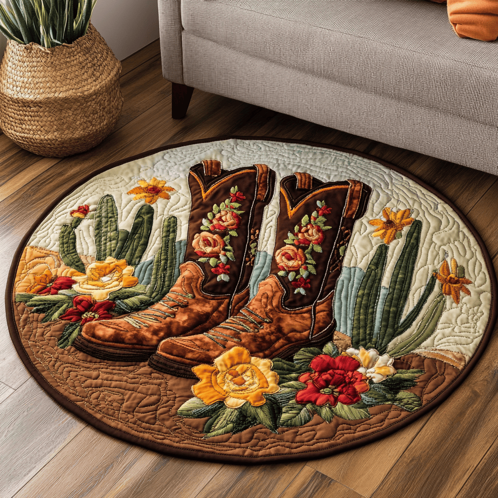 Desert Bloom Quilted Round Mat NCU0VH3249