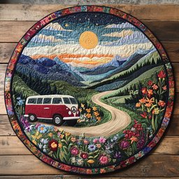 Mountain Escape Quilted Round Mat NCU0PT4447