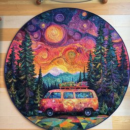 Groovy Camper Vibes Quilted Round Mat NCU0PT1155