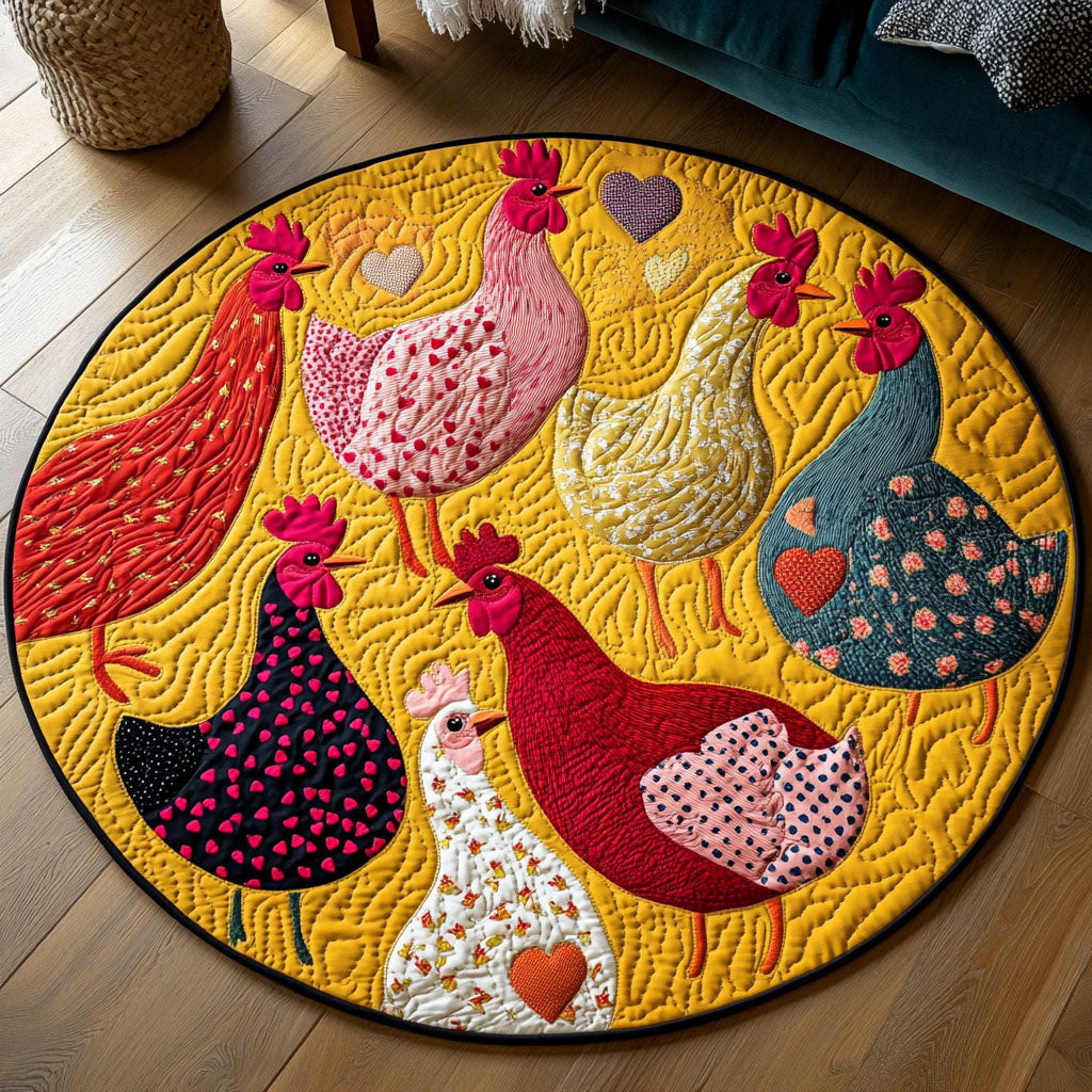 Heartfelt Hens Quilted Round Mat NCU0NT4552