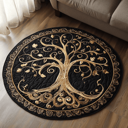 Golden Tree Quilted Round Mat NCU0VL1341