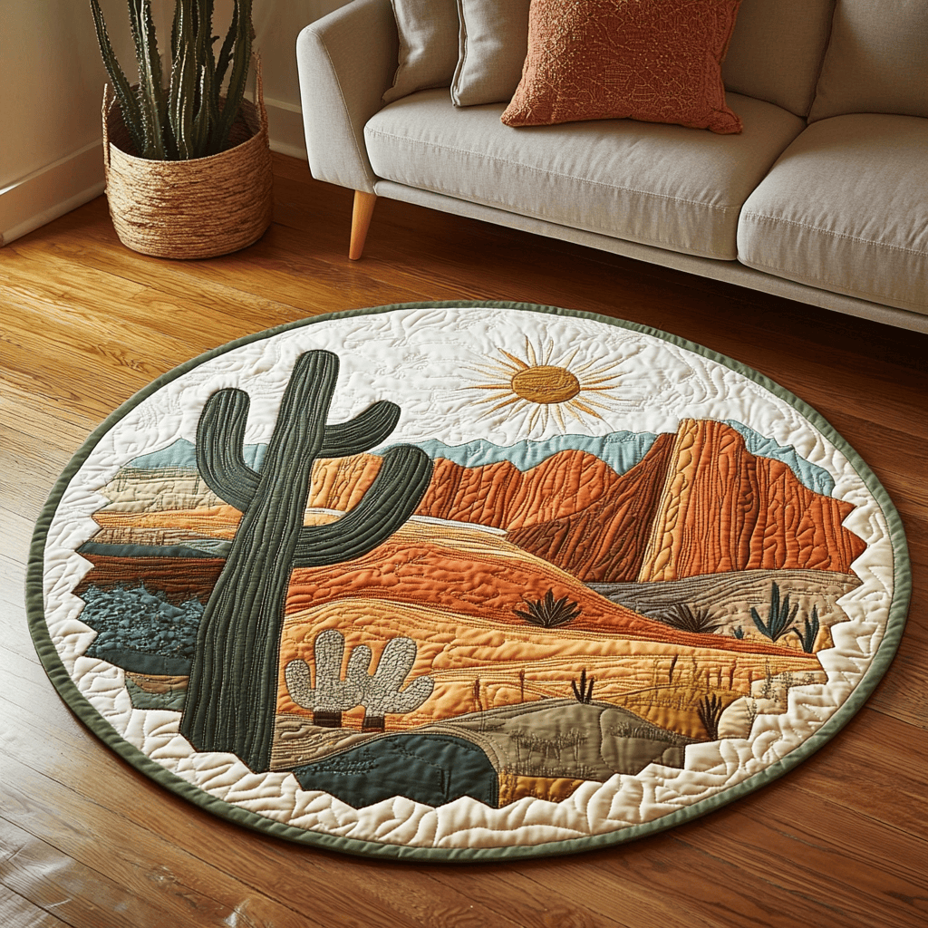 Cactus Haven Quilted Round Mat NCU0DK5157