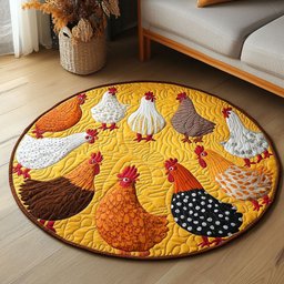 Sunny Henhouse Quilted Round Mat NCU0NT4555