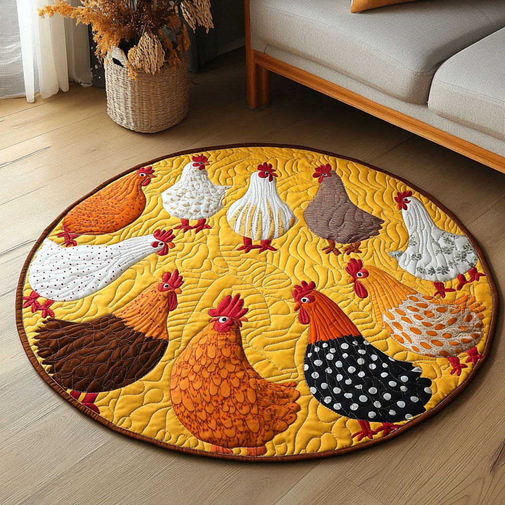 Sunny Henhouse Quilted Round Mat NCU0NT4555