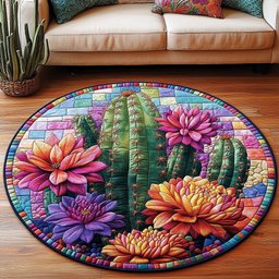 Vibrant Succulents Quilted Round Mat NCU0NT4464
