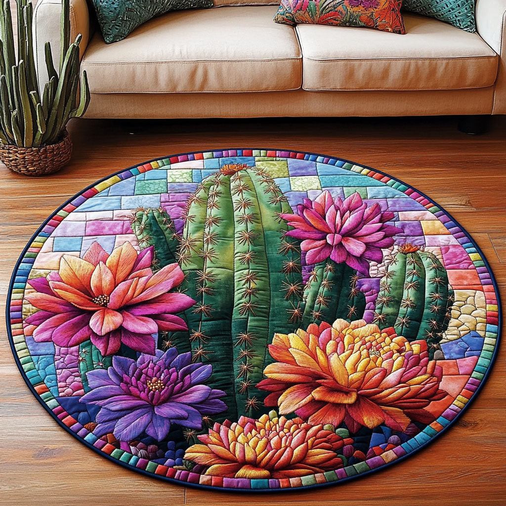 Vibrant Succulents Quilted Round Mat NCU0NT4464