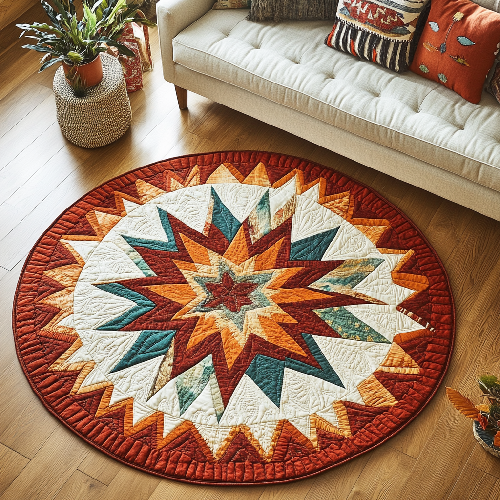 Sacred Geometry Quilted Round Mat NCU0DK5162