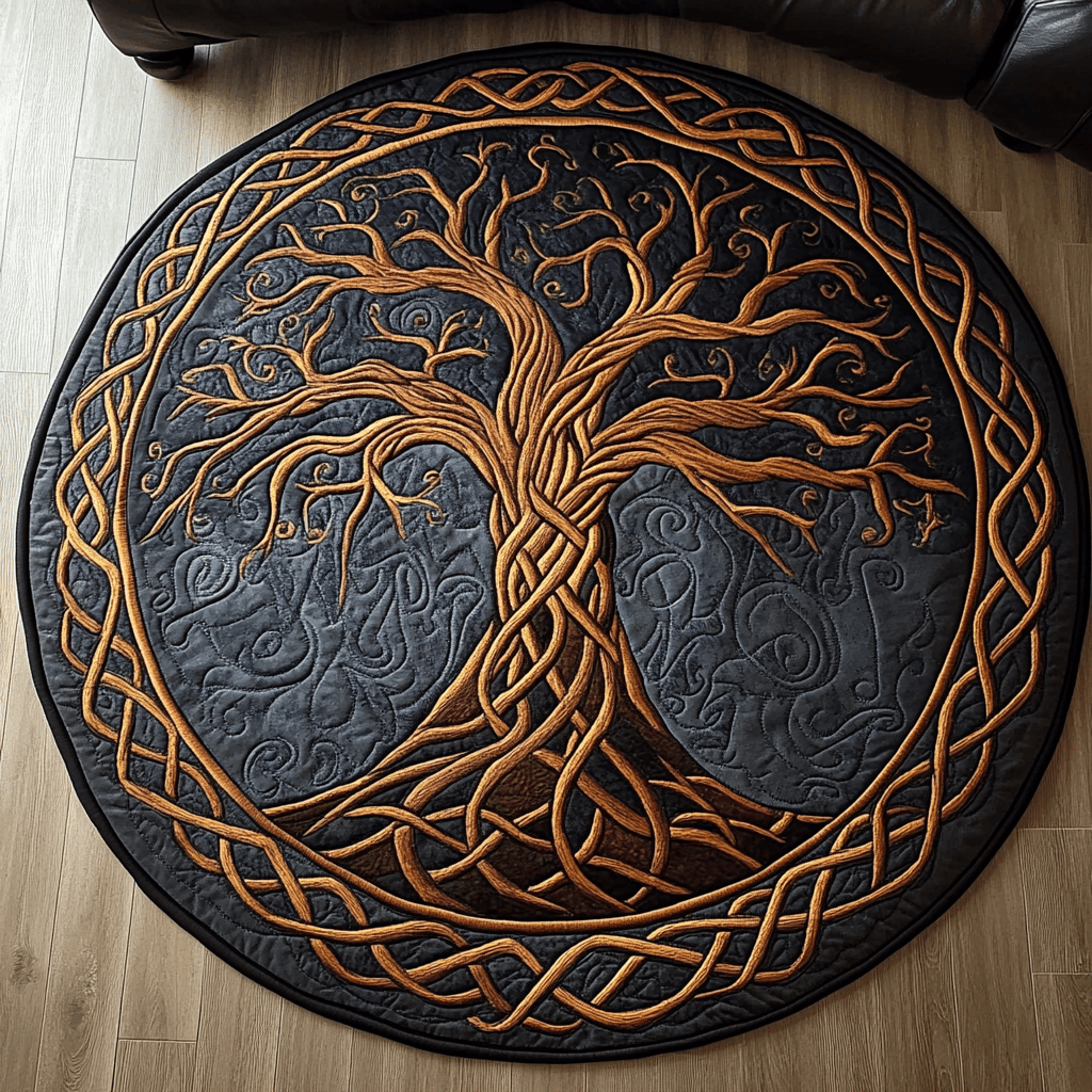 Golden Canopy Quilted Round Mat NCU0NT3458