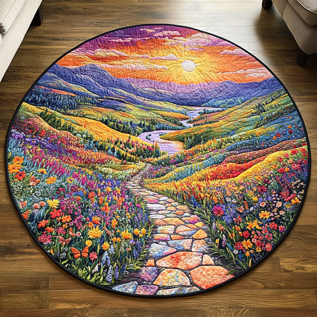 Sunset Valley Path Quilted Round Mat NCU0VL1269