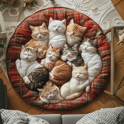 Purrfect Patch Round Quilted Round Mat NCU0PT1067