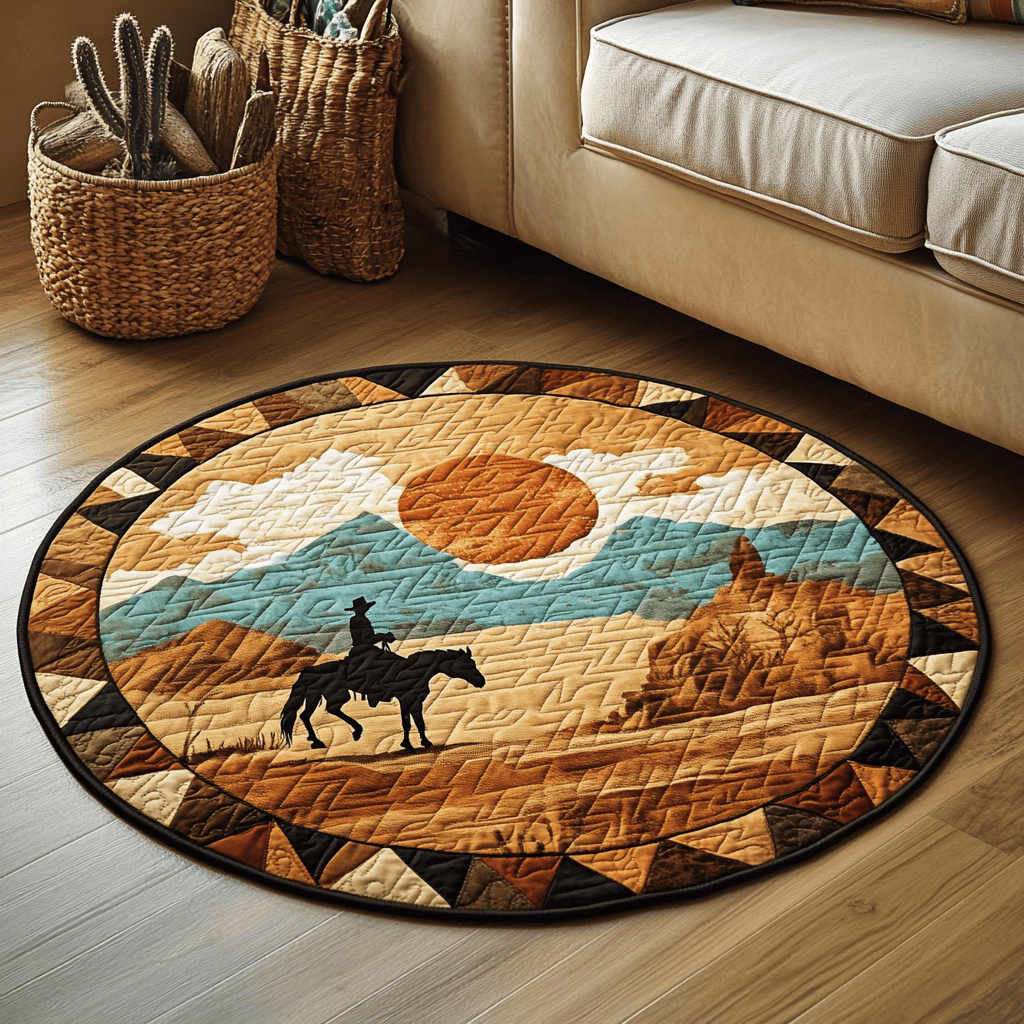 Saddle Sunset Quilted Round Mat NCU0VH2258