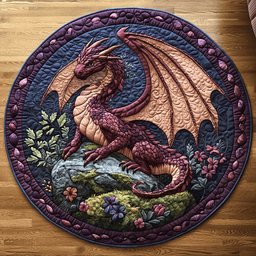 Crimson Inferno Quilted Round Mat NCU0DV3730