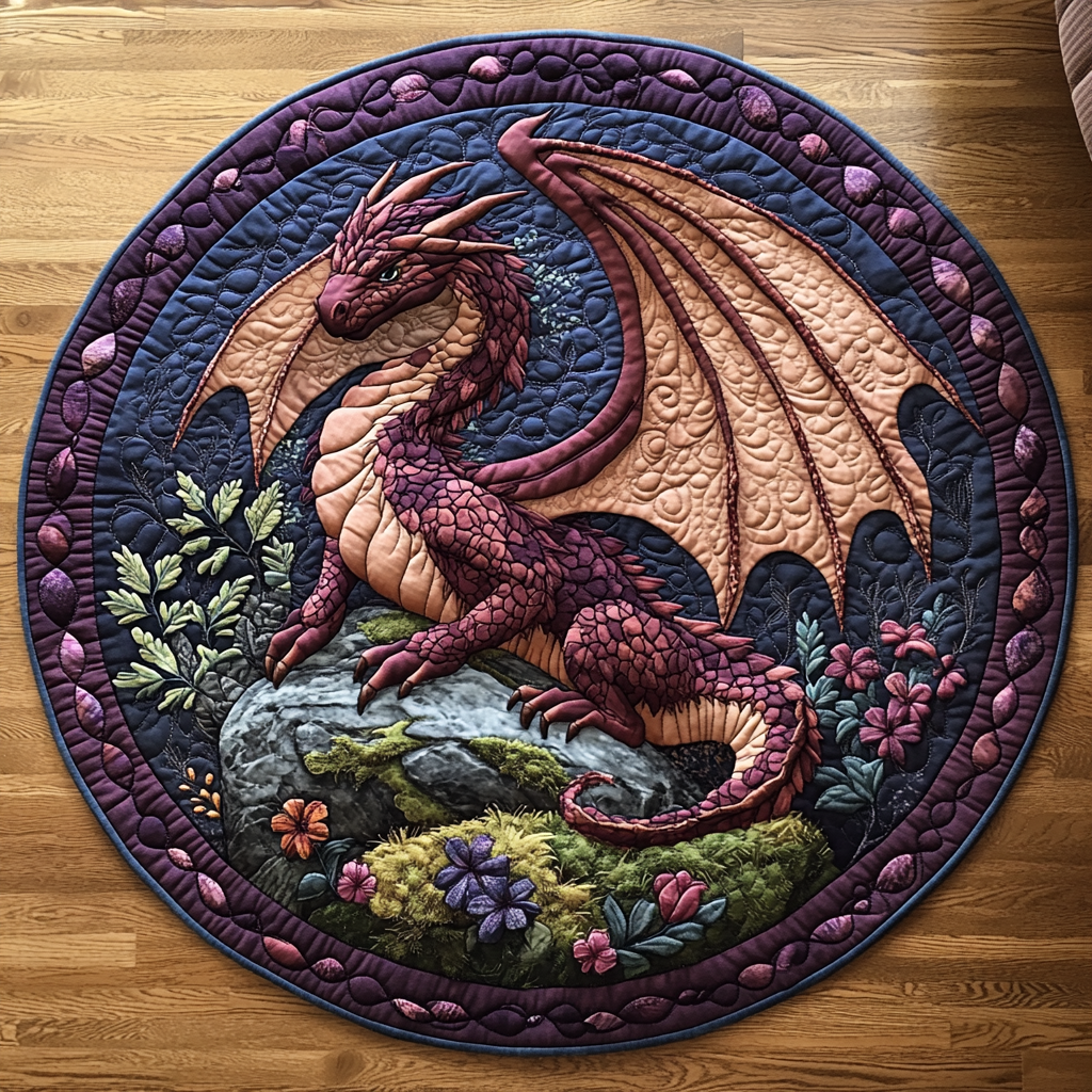 Crimson Inferno Quilted Round Mat NCU0DV3730