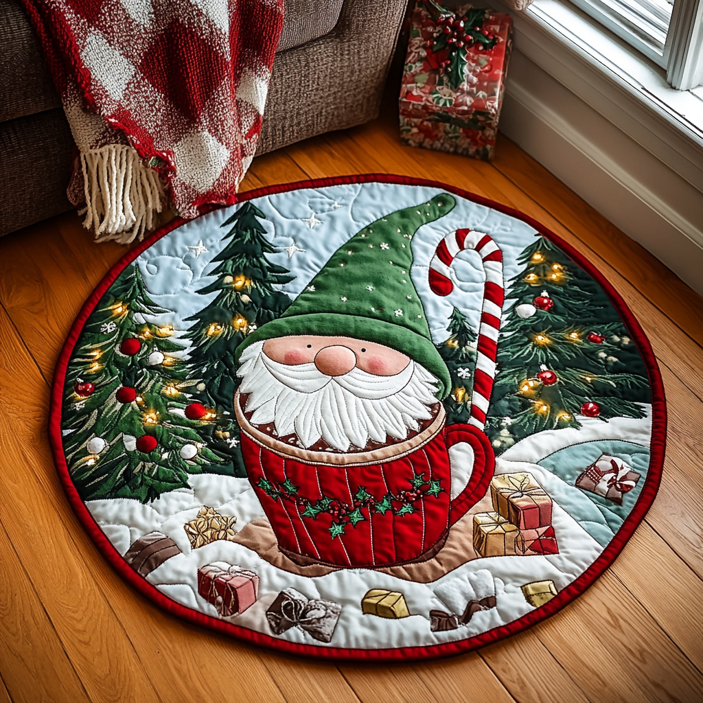 Gnome for the Holidays Quilted Round Mat NCU0DK1107