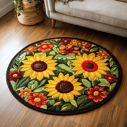 Golden Bloom Quilted Round Mat NCU0DK5238