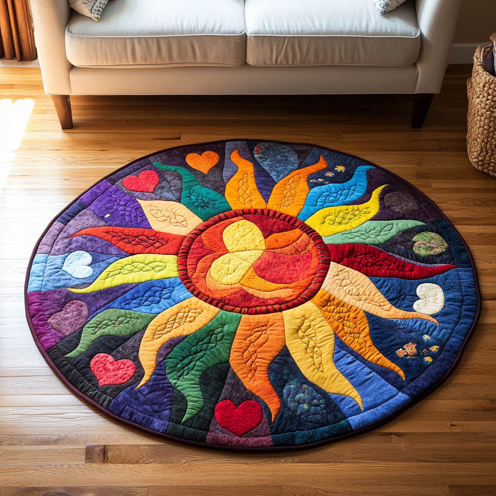 Golden Glow Quilted Round Mat NCU0DK4657