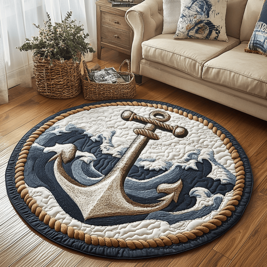 Mariner Hold Quilted Round Mat NCU0DK5205