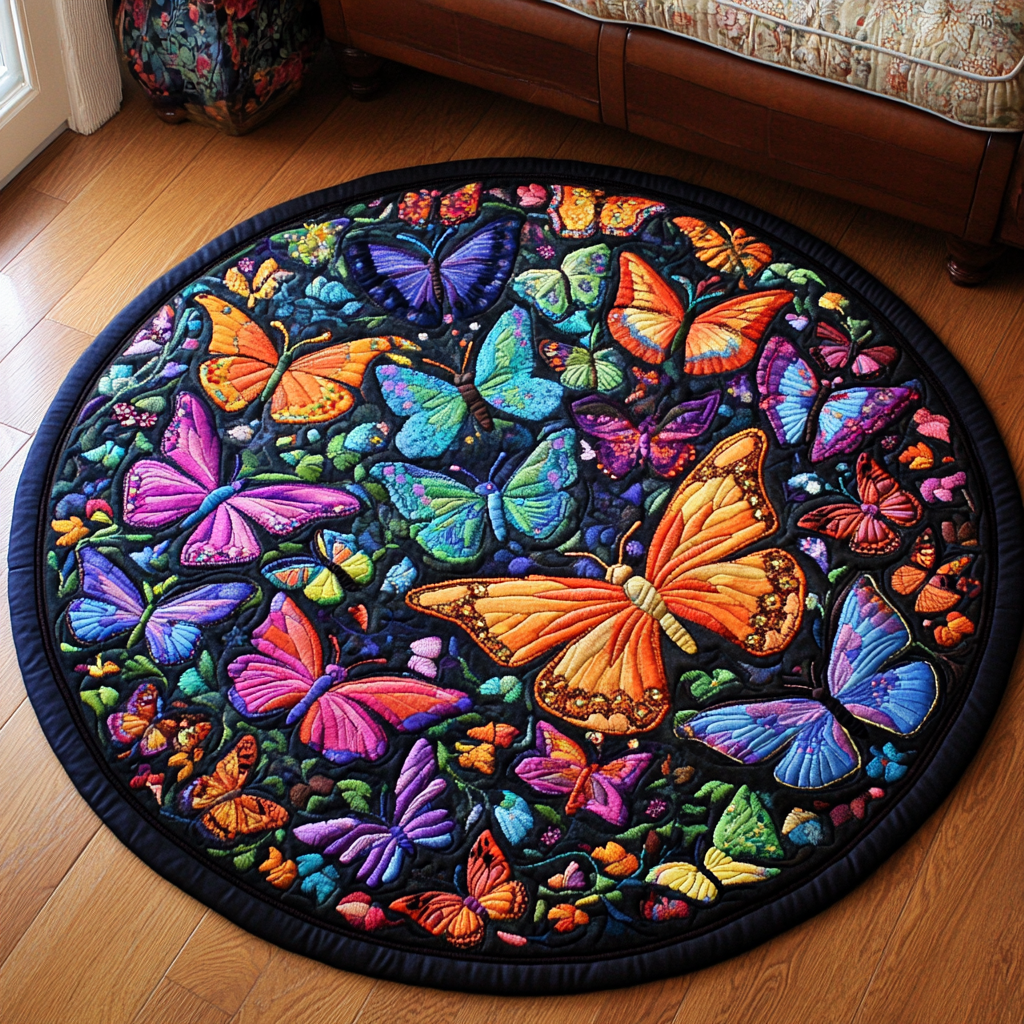 Whispering Wings Quilted Round Mat NCU0DK4656