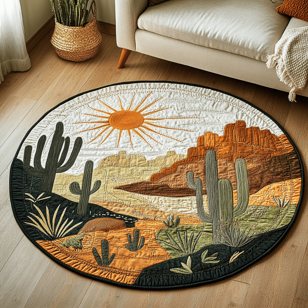 Desert Bloom Quilted Round Mat NCU0DK5154