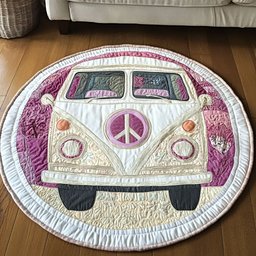 Purple Boho Ride Quilted Round Mat NCU0NT4193