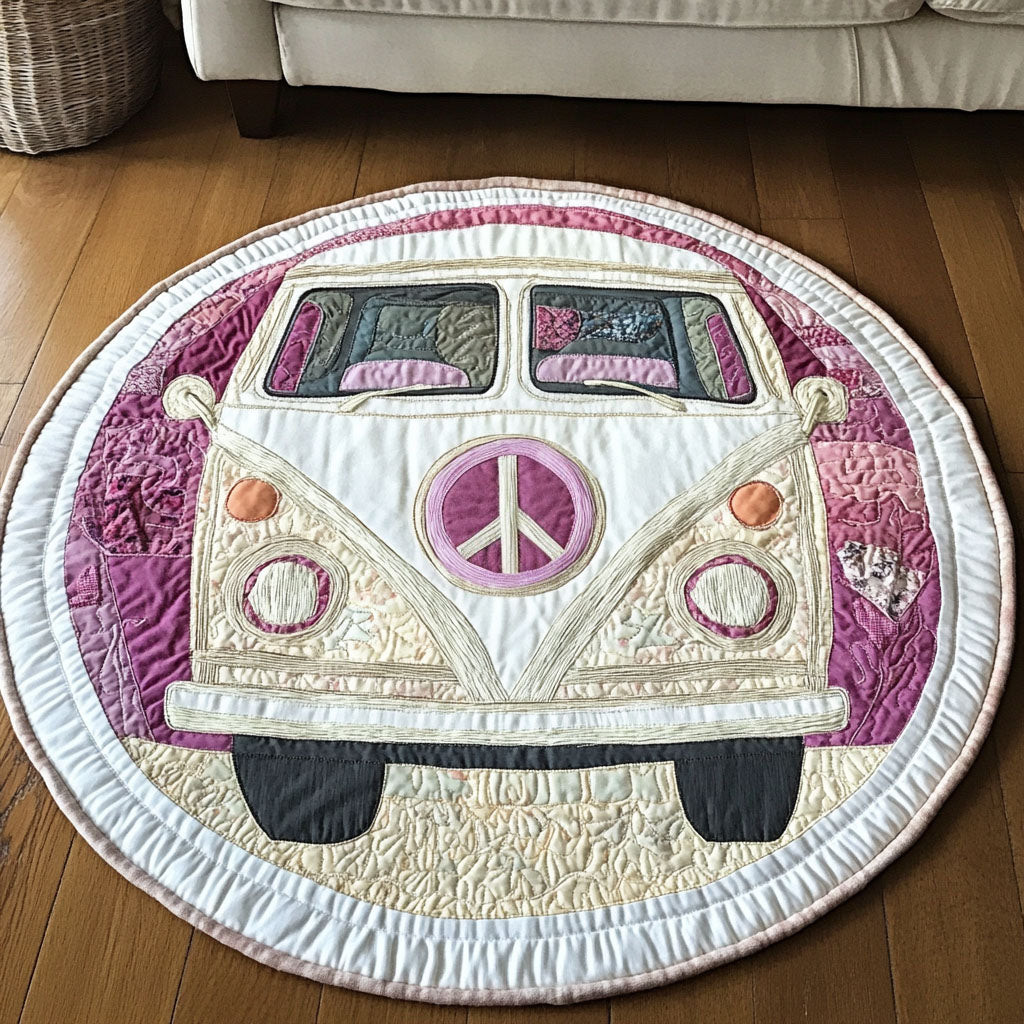 Purple Boho Ride Quilted Round Mat NCU0NT4193